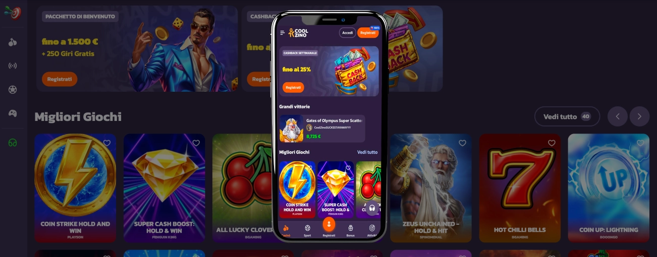 App mobile Coolzino – giochi e bonus su smartphone